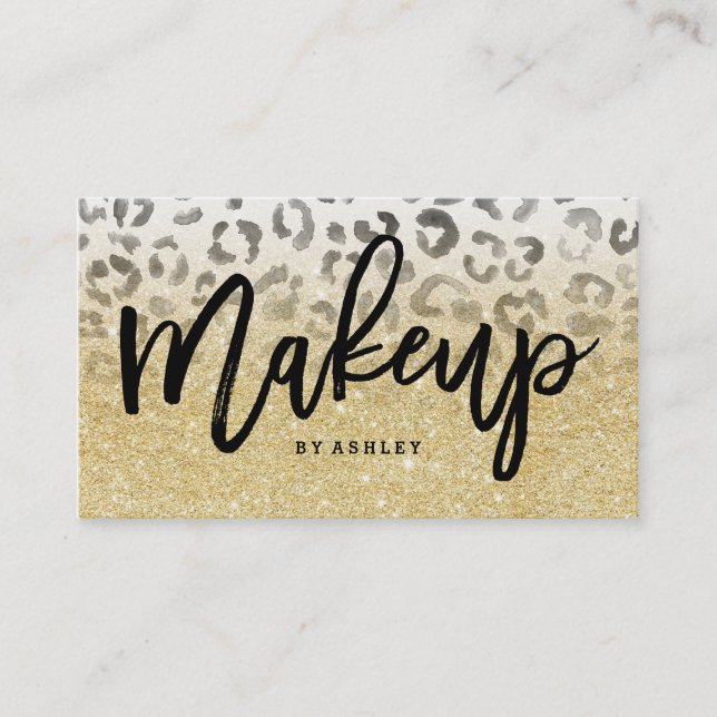 Make-upkünstler-ImitatgoldGlitter-Leopard Visitenkarte (Vorderseite)