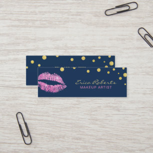 Make-upkünstler-Rosa-Glitzer-Lippenmarine-Blau Mini Visitenkarte