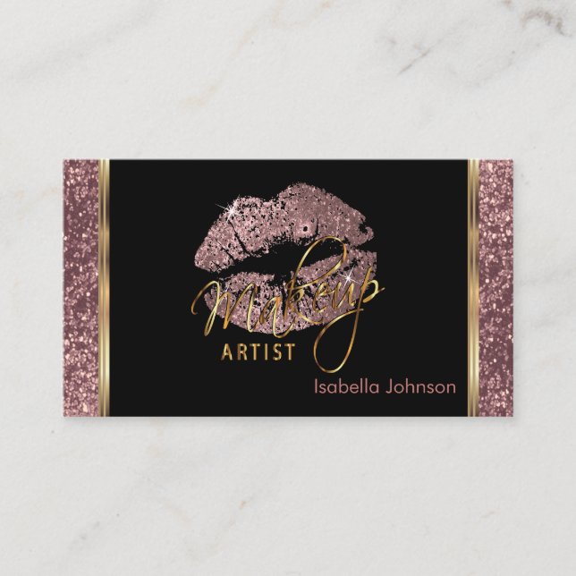 Make-upkünstler-Rosen-Glitzer-Verabredung Terminkarte (Vorderseite)