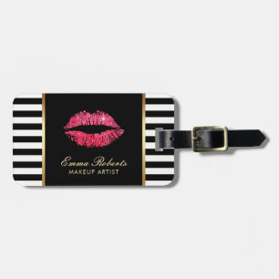 Make-upkünstler-rote Lippenmoderne Schwarz-weiße Gepäckanhänger