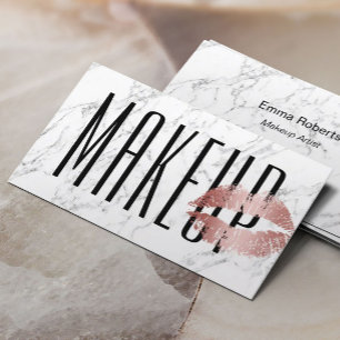 Make-upkünstler-Salon-Rosen-Goldlippenweiß-Marmor Visitenkarte