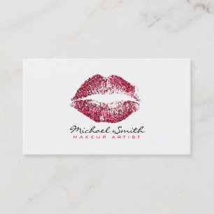 Make-upkünstler-stilvolle rote Glitzer-Lippen Visitenkarte