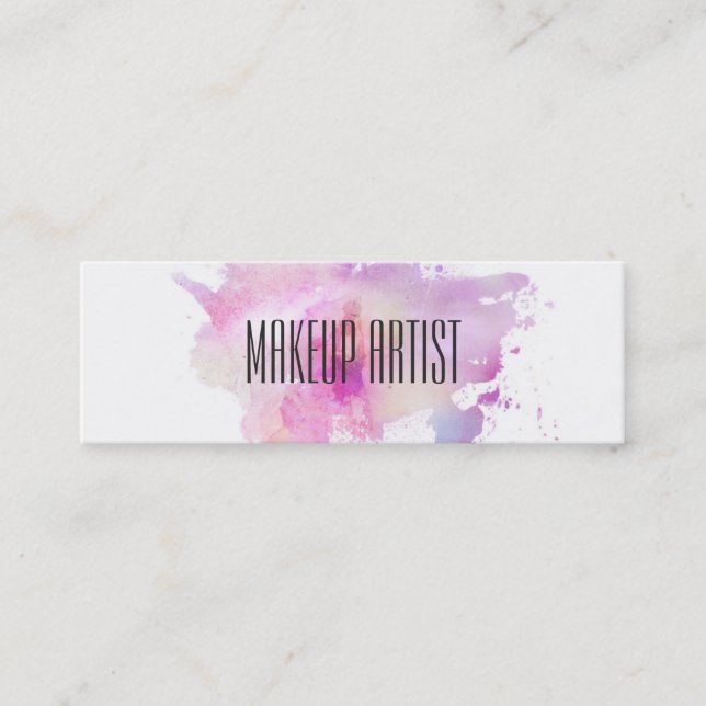 Make-upkünstler Watercolor des Chic lila Budget Mini Visitenkarte (Vorderseite)