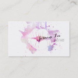 Make-upkünstler Watercolor des Chic lila Lippen Visitenkarte