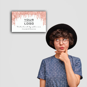 Make-upkünstlereyelash-Rosen-Glitzer-Tropfen-Logo Visitenkarte