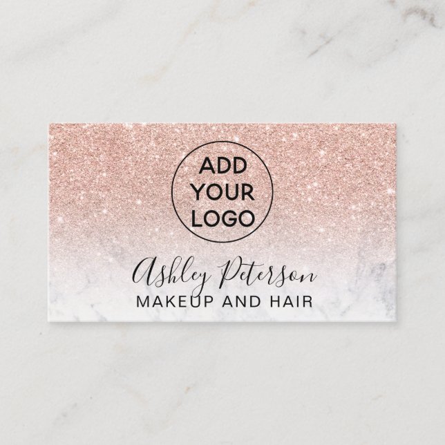 Make-uplogotypographiemarmor-Rosen-GoldGlitter Visitenkarte (Vorderseite)