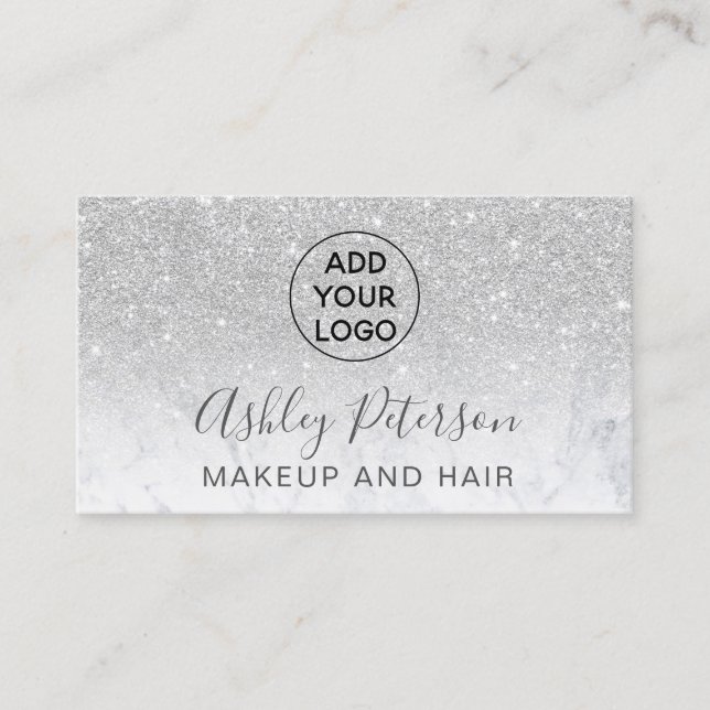 Make-uplogotypographiemarmor-Silber-Glitter Visitenkarte (Vorderseite)