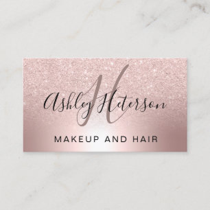 Make-upmonogrammskript-Rosen-GoldGlitter Visitenkarte