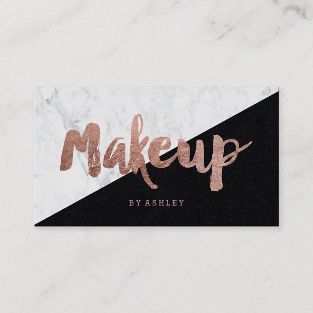 Make-upRosengoldtypographiemarmor-Farbblock Visitenkarte (Vorderseite)