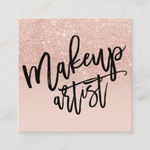 Make-uptypographie-Rosen-GoldGlitter erröten Rosa Quadratische Visitenkarte