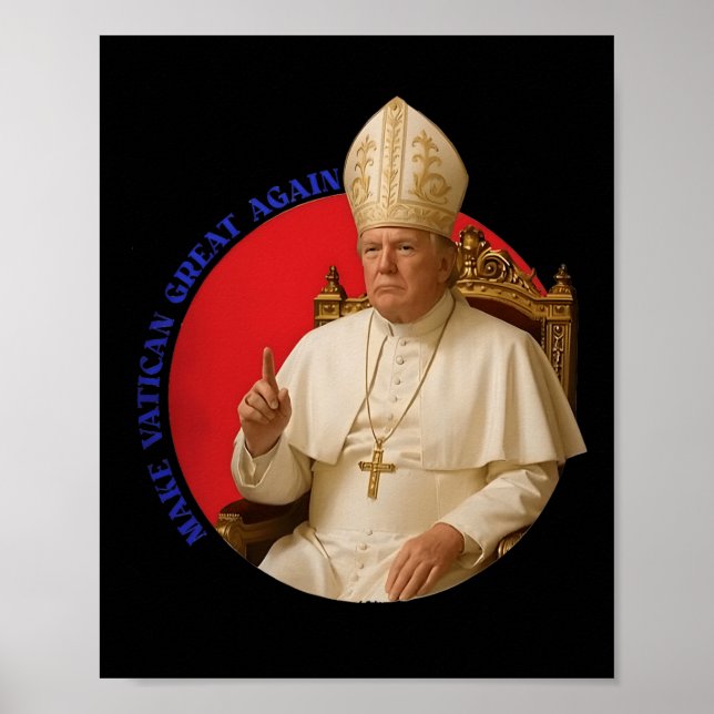 Make Vatican Great Again Funny Pope Trump Retro Ch Poster (Vorne)