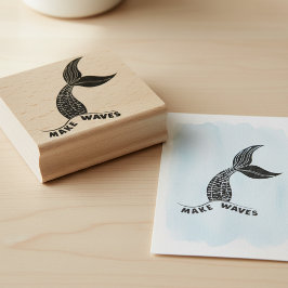 Make Waves Mermaid Tail Inspirational Art Stamp Gummistempel
