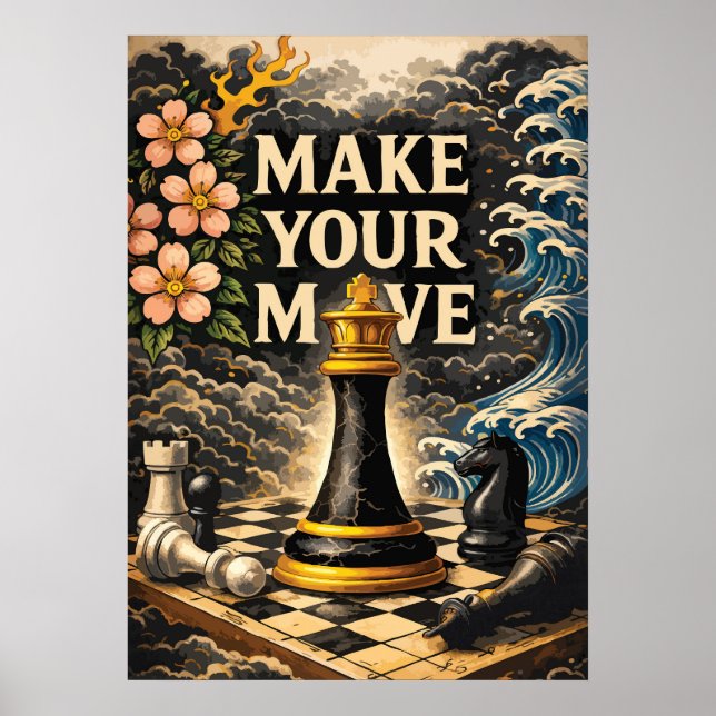 Make Your Move, Chessboard, Success Motivational Poster (Vorne)