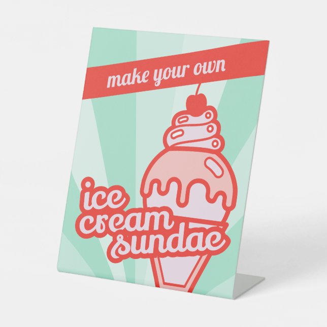 Make your own Ice Cream Sundae Bar Tabletop Sign  Sockelschild (Vorderseite)