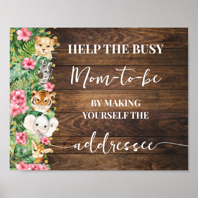 Make Yourself Addressee Rustic Pink Safari Shower Poster (Vorne)