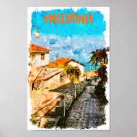 Makedonien Balkan Watercolor Travel