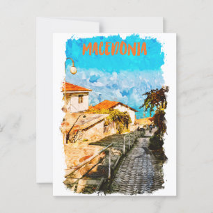 Makedonien Balkan Watercolor Travel Postkarte