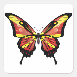 Makedonien Frack Butterfly Flag Quadratischer Aufkleber