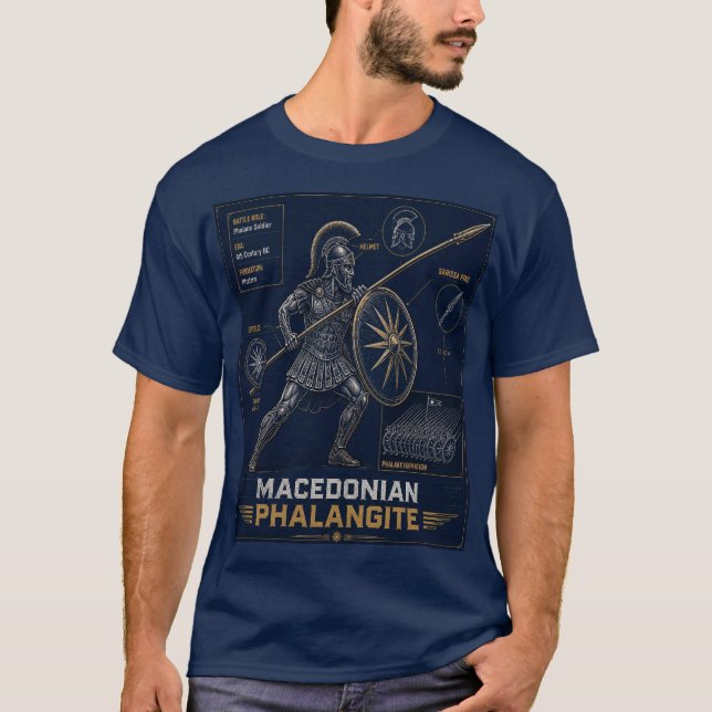Makedonischer Phalangit-Blueprint T-Shirt (Vorderseite)