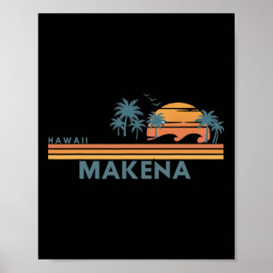 Makena Beach Hawaii Sommerurlaub Vintage 70er Jahr Poster