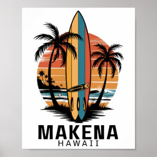 Makena Beach Hawaii Surfen Surfer Poster