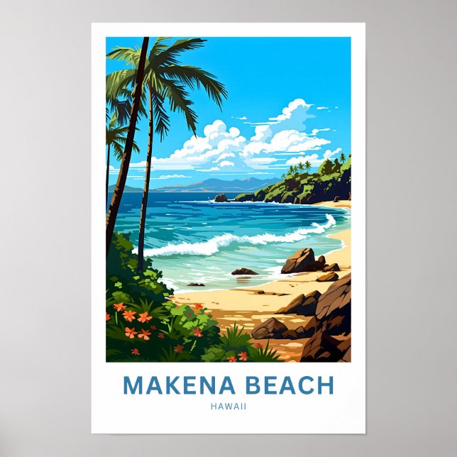 Makena Beach Hawaii Travel Print Poster (Vorne)