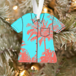 Makena Beach Hawaiian Sketchy Palms Aloha-Shirt Ornament