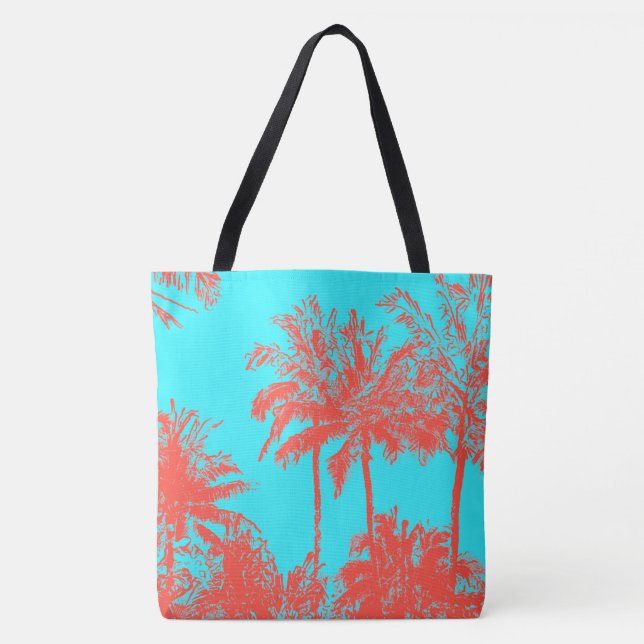 Makena Beach Hawaiian Sketchy Palms Beach Bag (Vorderseite)