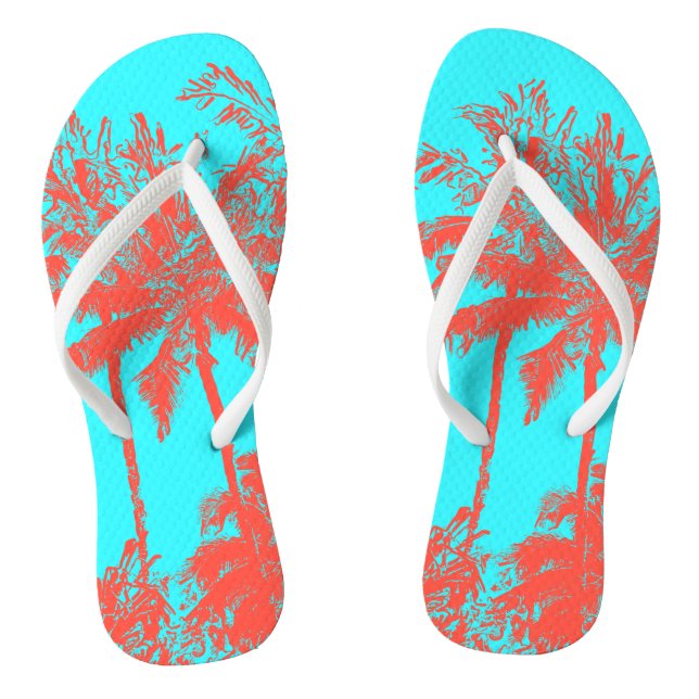 Makena Beach Hawaiian Sketchy Palms Flip Flops (Fußbett)