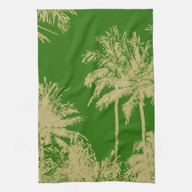Makena Beach Hawaiian Sketchy Palms Geschirrtuch (Vertikal)