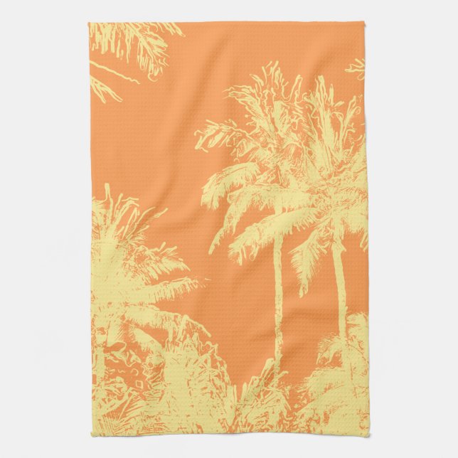 Makena Beach Hawaiian Sketchy Palms Handtuch (Vertikal)