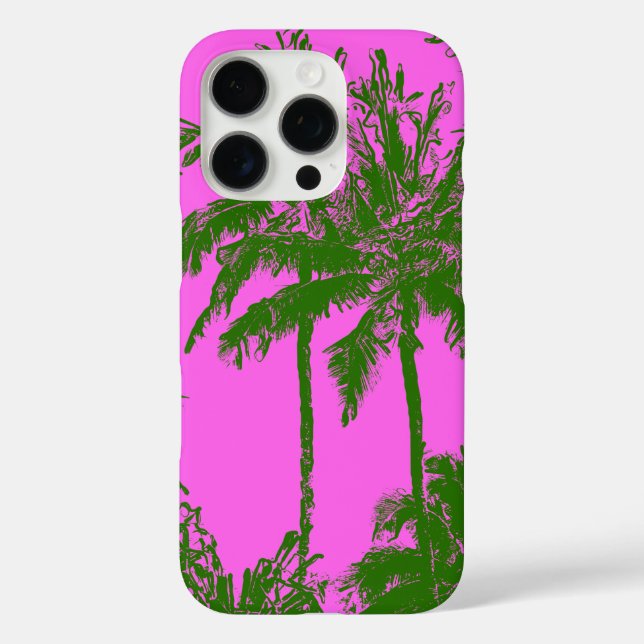Makena Beach Hawaiian Sketchy Palms Magenta Case-Mate iPhone Hülle (Rückseite)