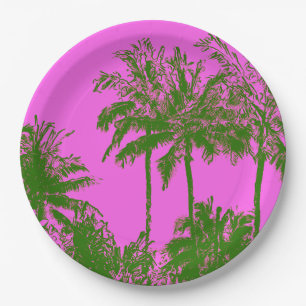 Makena Beach Hawaiian Sketchy Palms Pappteller