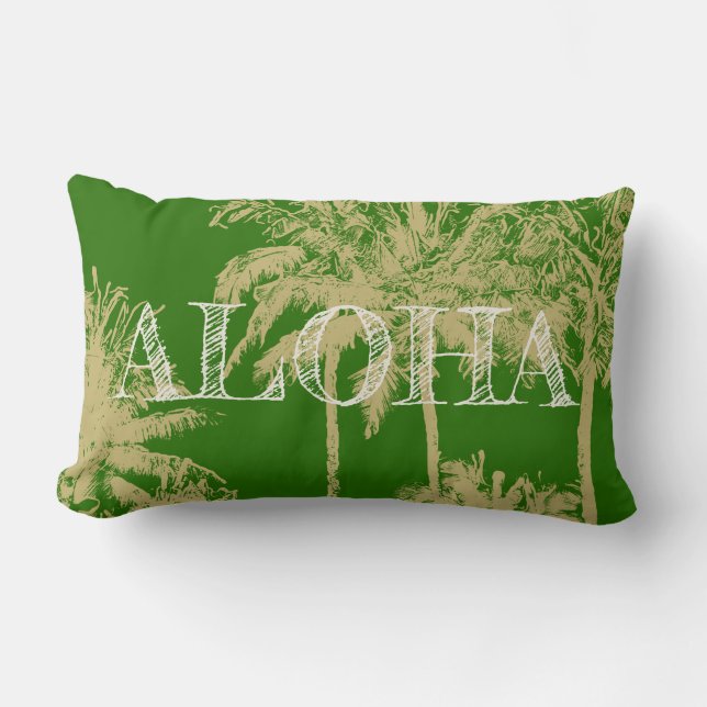 Makena Beach Hawaiian Sketchy Palms Reversible Lendenkissen (Vorderseite)