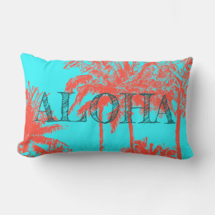 Makena Beach Hawaiian Sketchy Palms Reversible Lendenkissen