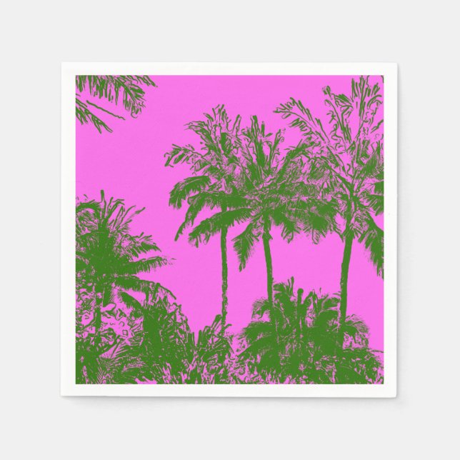 Makena Beach Hawaiian Sketchy Palms Serviette (Vorderseite)