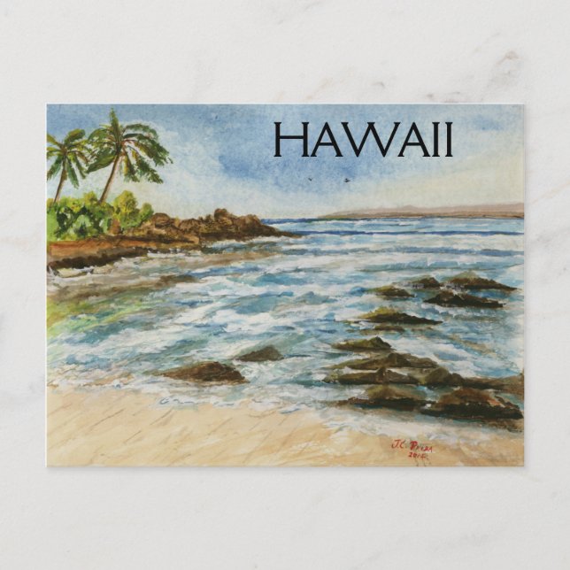 Makena Cove Hawaii Beach Watercolor Postkarte (Vorderseite)