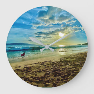 Makena Dreaming - Großer Strand Maui Sonnenunterga Große Wanduhr