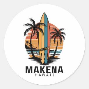 Makena Strand Hawaii Surfen Surfer Runder Aufkleber