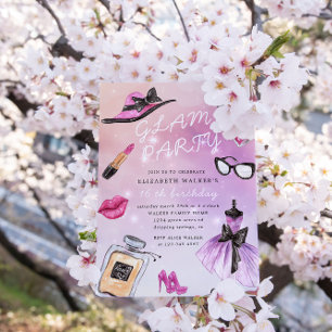 Makeover Glam Sparkle Geburtstagsparty Einladung