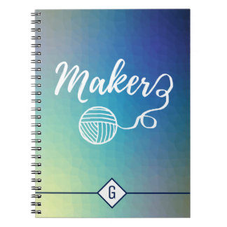 Maker Crafts Monogram Blue Gradient Geometric Notizblock