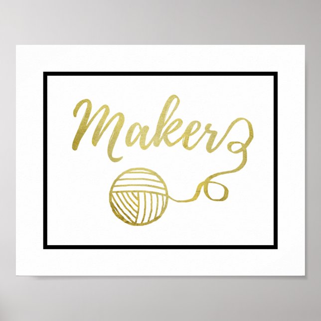 Maker-Garne + Handwerkstypo-Imitate Gold Poster (Vorne)