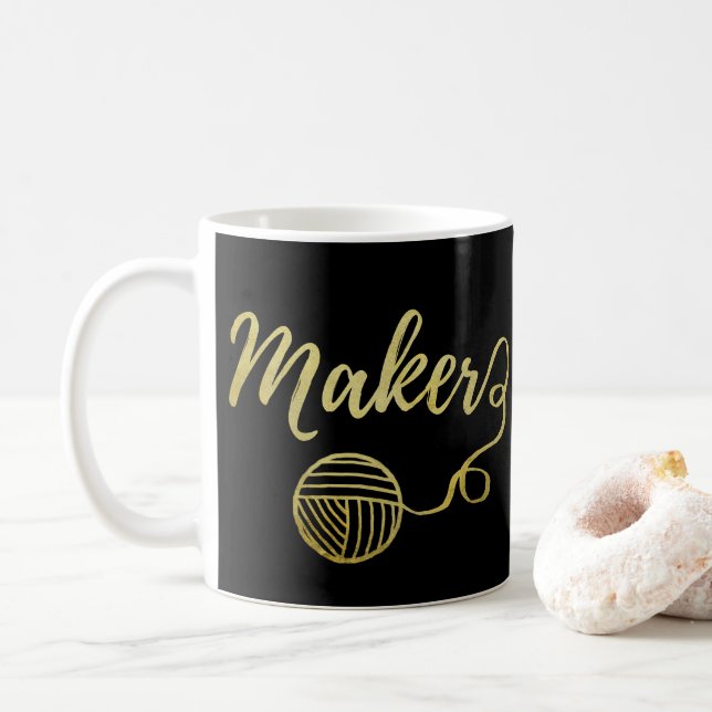 Maker ・ Garne und Kunsthandwerk Typografie Imitate Tasse (Mit Donut)