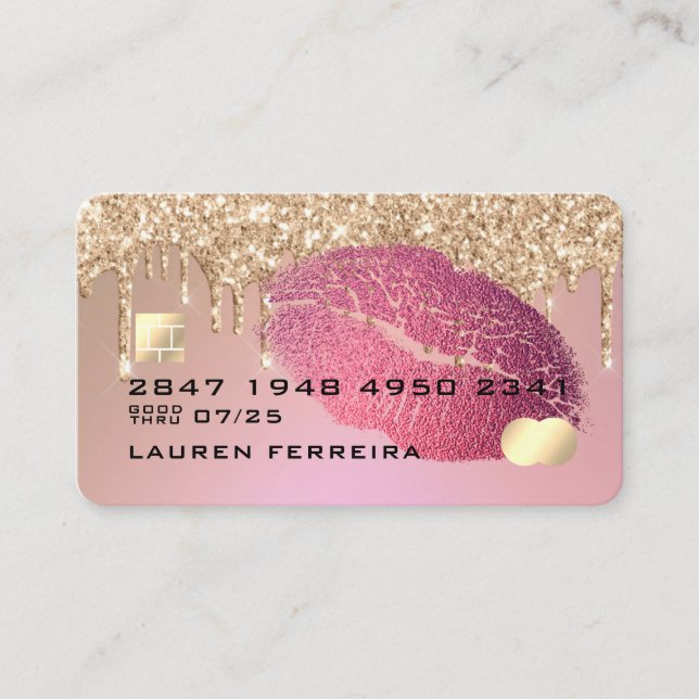 Makeup and Hair Credit Card Style Business Card Visitenkarte (Vorderseite)