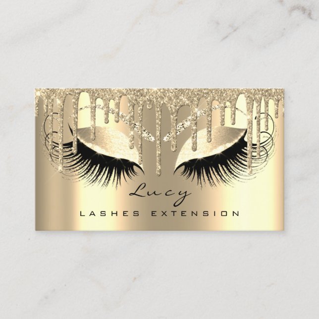 Makeup Appointing Card Lashes Glitzer Tropfen VIP Terminkarte (Vorderseite)
