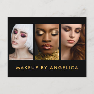 Makeup Artist 3 Foto Gold Business Postkarte