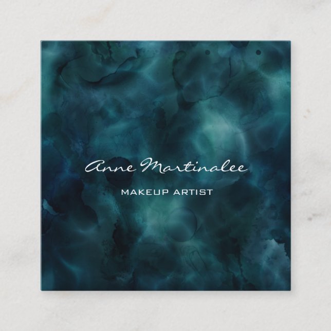 Makeup Artist Abstrakt Blue Ink Quadratische Visitenkarte (Vorderseite)