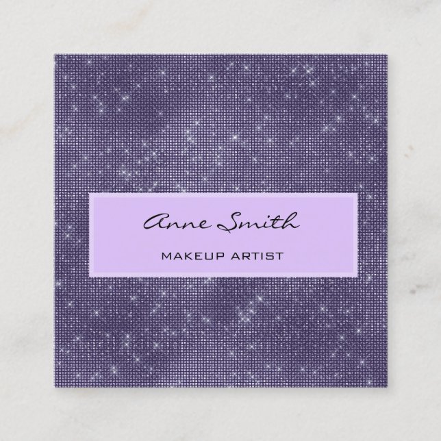 Makeup Artist Amethyst Glitzer Diamond Sparkle Quadratische Visitenkarte (Vorderseite)