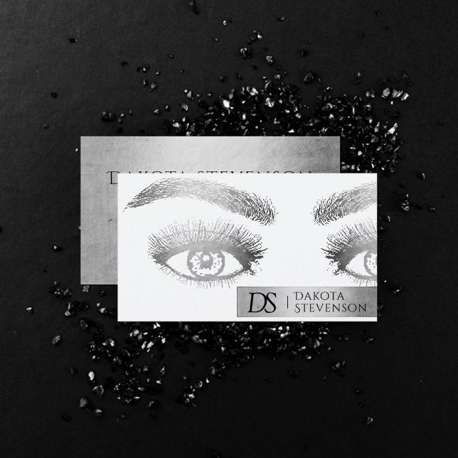 Makeup Artist Beauty Beruflich | Silver Sparkle Visitenkarte (Von Creator hochgeladen)