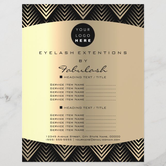 Makeup Artist Beauty Gold Black Logo Flyer Preise (Vorne)